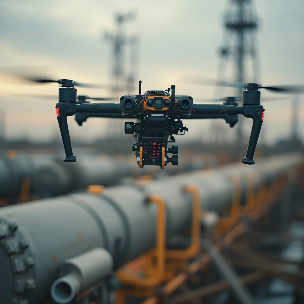 Dron detectando emisiones de metano